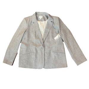 NWT Nine West Classic One Button Blazer Jacket Size:XXL Gray Lined Women